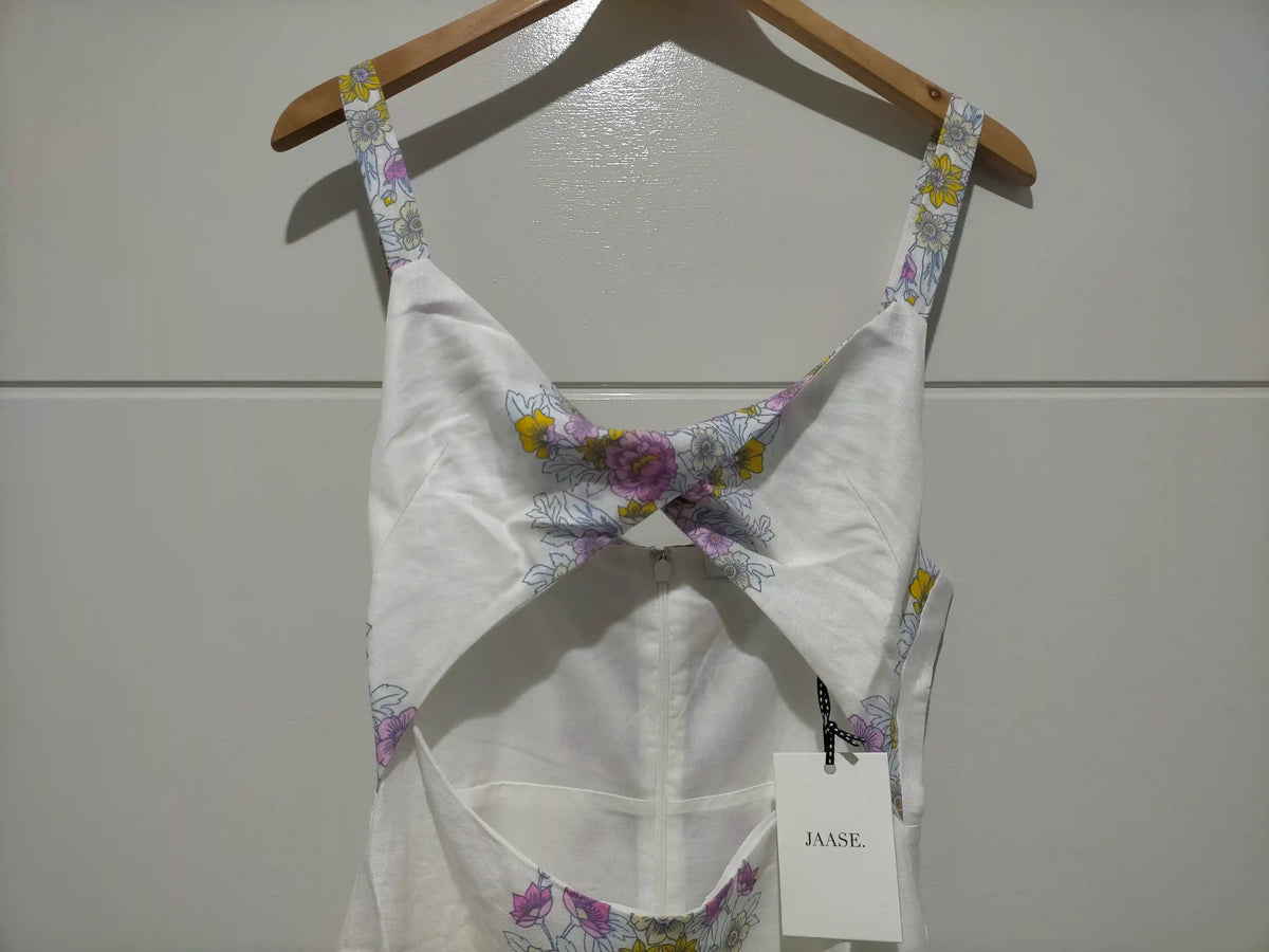 Bianca Linen Maxi Dress White Daylilies print