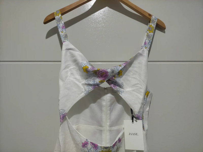 Bianca Linen Maxi Dress White Daylilies print