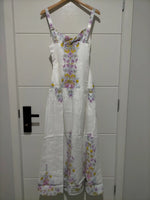 Bianca Linen Maxi Dress White Daylilies print