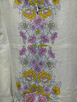 Bianca Linen Maxi Dress White Daylilies print
