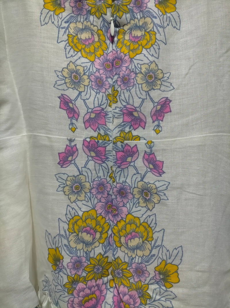 Bianca Linen Maxi Dress White Daylilies print