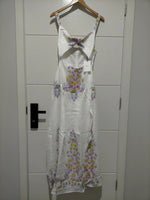 Bianca Linen Maxi Dress White Daylilies print