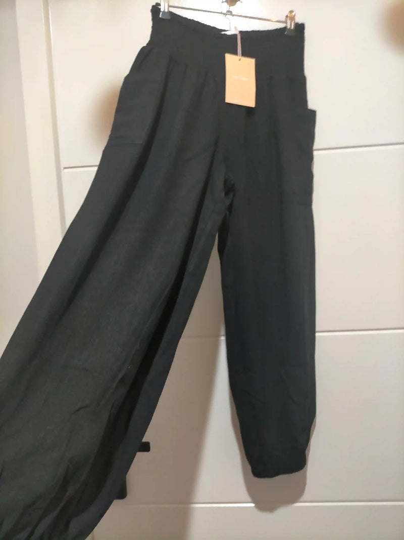 Weekend Linen Harem Pants - Black