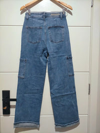 Bondi Straight Leg Stretch Cargo Jean ~ Mid Blue