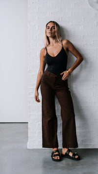 Brownstone Straight Leg Flare Jeans ~ Chocolate
