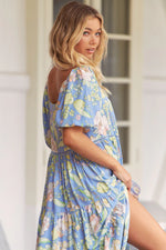 Rosella Midi Dress Blue Dusk print