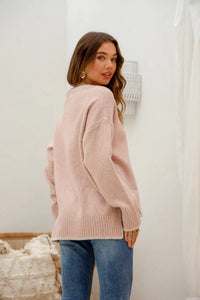Canyon Blanket Stitch Knit Jumper Blush