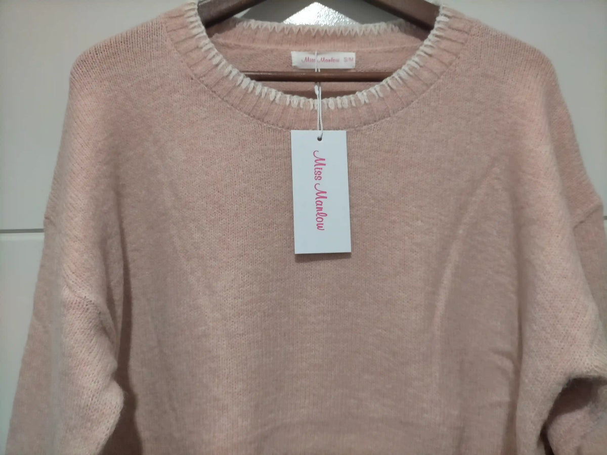 Canyon Blanket Stitch Knit Jumper Blush