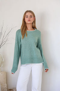 Canyon Slouch Blanket Stitch Knit ~ Sage