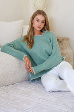Canyon Slouch Blanket Stitch Knit - Sage