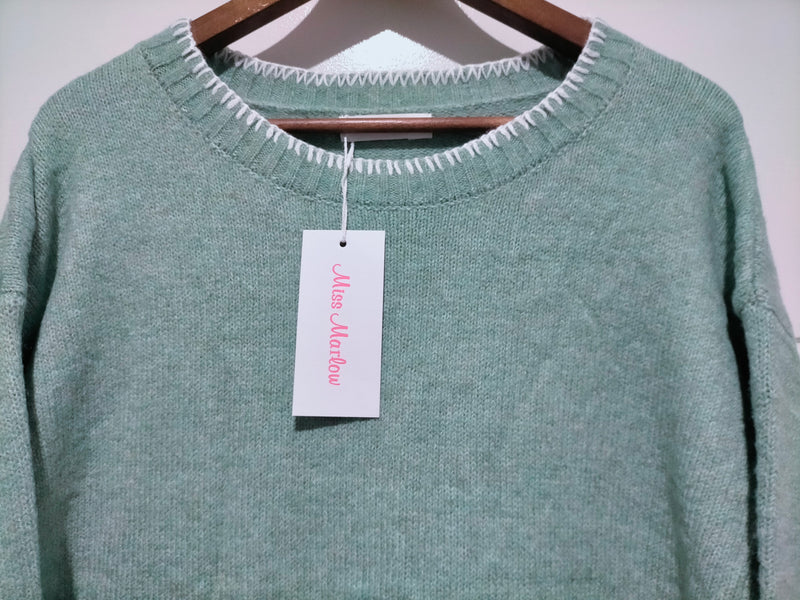Canyon Slouch Blanket Stitch Knit - Sage