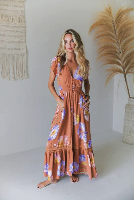 Carmen Maxi Dress ~ Amara Bloom print