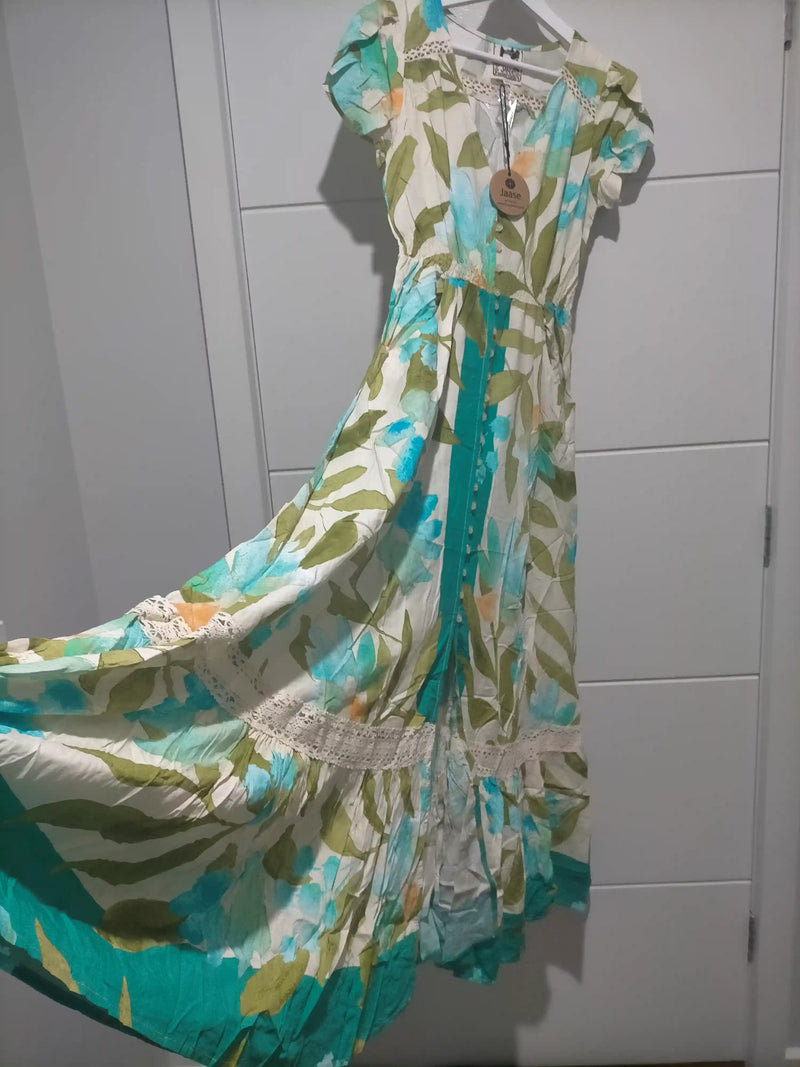 Carmen Maxi Dress Himalayan Poppy print