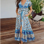 Celeste Maxi Dress Saphire Sands Print