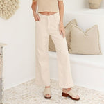 J-Lo Wide Leg Crop Jeans - Sand