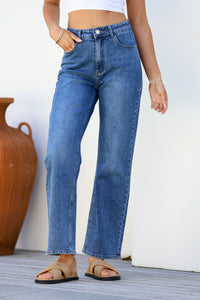 Lou Lou Straight Leg Mum Jeans ~ Mid Blue