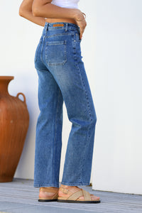 Lou Lou Straight Leg Mum Jeans ~ Mid Blue