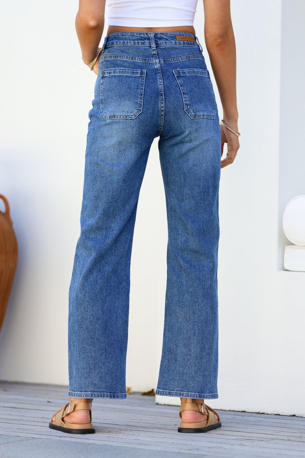 Lou Lou Straight Leg Mum Jeans ~ Mid Blue