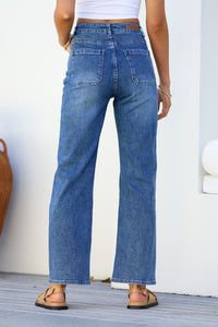 Lou Lou Straight Leg Mum Jeans ~ Mid Blue