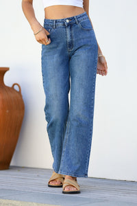 Lou Lou Straight Leg Mum Jeans ~ Mid Blue