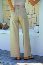 Indiana Stretch Wide Leg Belted Jean - Oatmeal