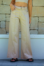 Indiana Stretch Wide Leg Belted Jean - Oatmeal
