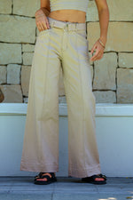 Indiana Stretch Wide Leg Belted Jean - Oatmeal