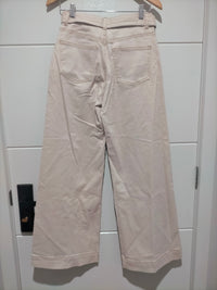 Indiana Stretch Wide Leg Belted Jean ~ Cream Latte