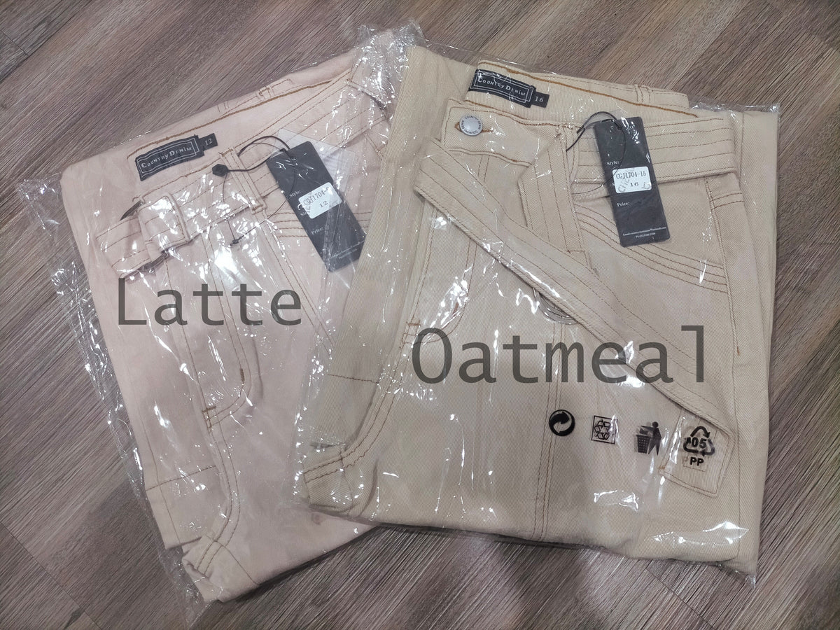 Indiana Stretch Wide Leg Belted Jean ~ Cream Latte