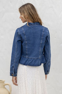 Spencer Denim Ruffle Jacket ~ Dark Blue
