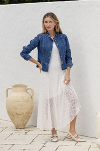 Spencer Denim Ruffle Jacket ~ Dark Blue