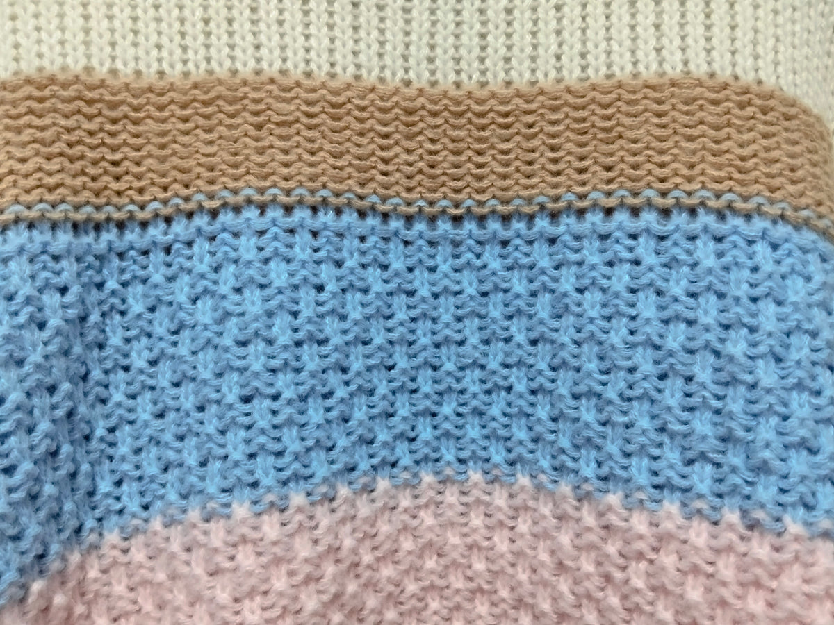 Bastille Chunky Knit Jumper blue stripe – close-up of chunky knit pattern and texture