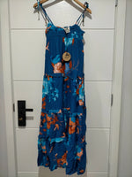 Cognac Maxi Dress Floral Carnival print