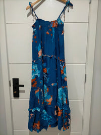 Cognac Maxi Dress Floral Carnival print