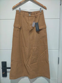 Colorado Cargo Denim Maxi Skirt ~ Tan