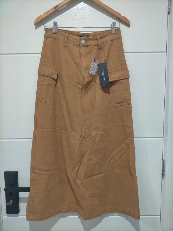 Colorado Cargo Denim Maxi Skirt ~ Tan