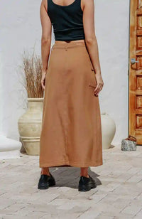 Colorado Cargo Denim Maxi Skirt ~ Tan