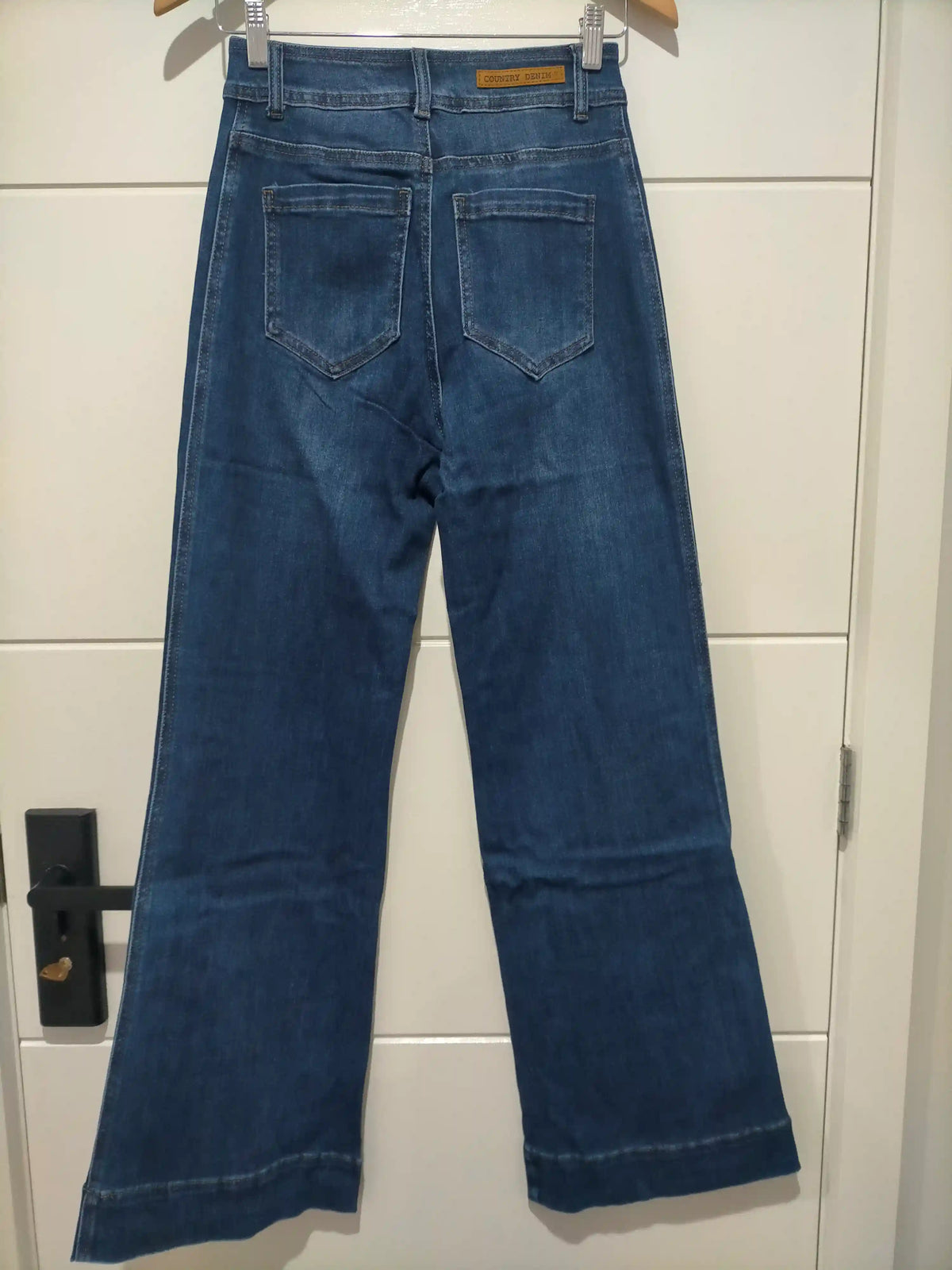 Sailor Wide Leg Pocket Jeans dark blue – flat lay back full length view