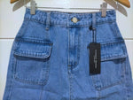 Cowboy Mini Cargo Denim Skirt Mid Blue