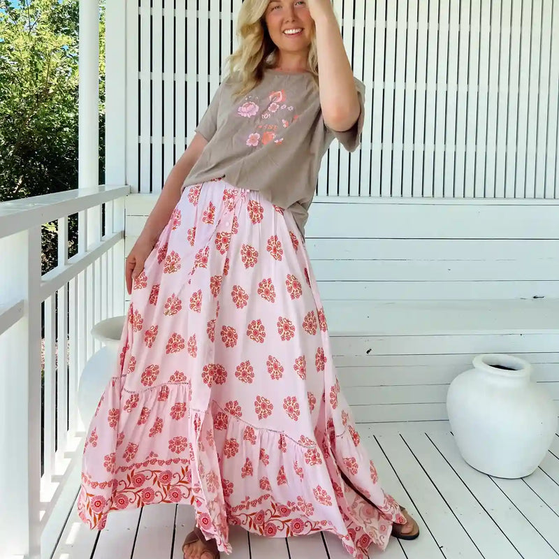 Daphne Maxi Skirt in Desert Wildflower print