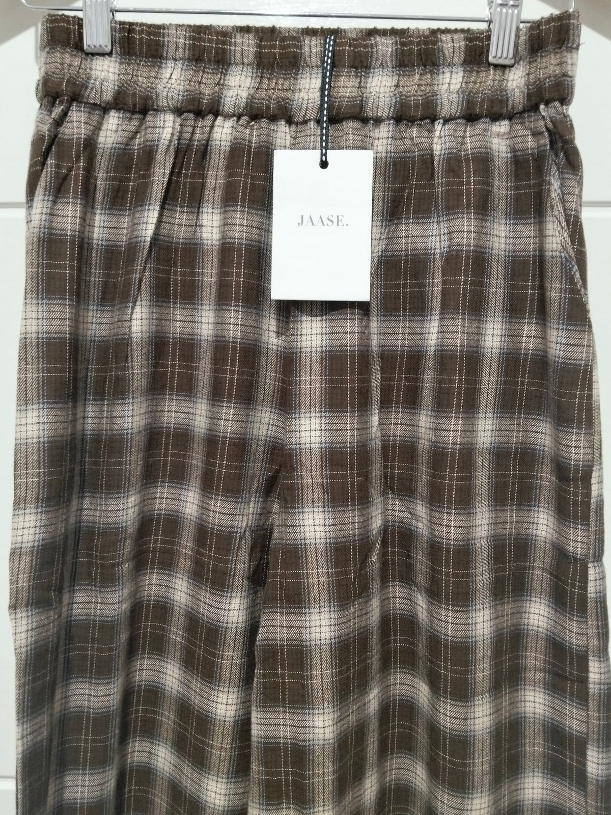 Jaase Stevie Austin Flannel Pants chocolate by Jaase – flatlay showing close up of front of pants