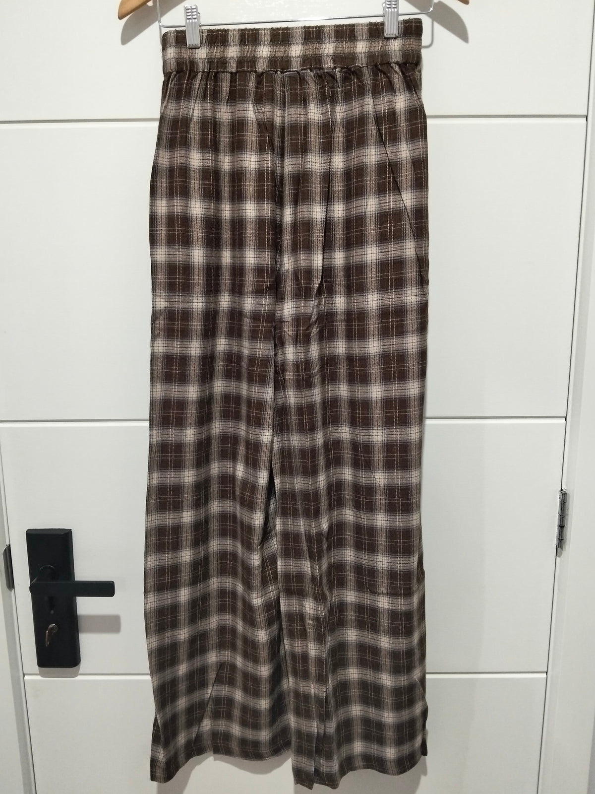 Jaase Stevie Austin Flannel Pants chocolate by Jaase – flatlay shot showing back of pants full length view