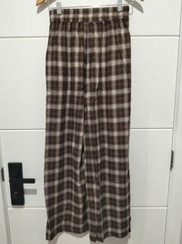 Jaase Stevie Austin Flannel Pants chocolate by Jaase – flatlay shot showing back of pants full length view