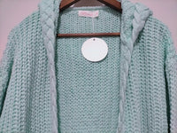 Florence Chunky Plait Pocket Knit Cardigan - Mint