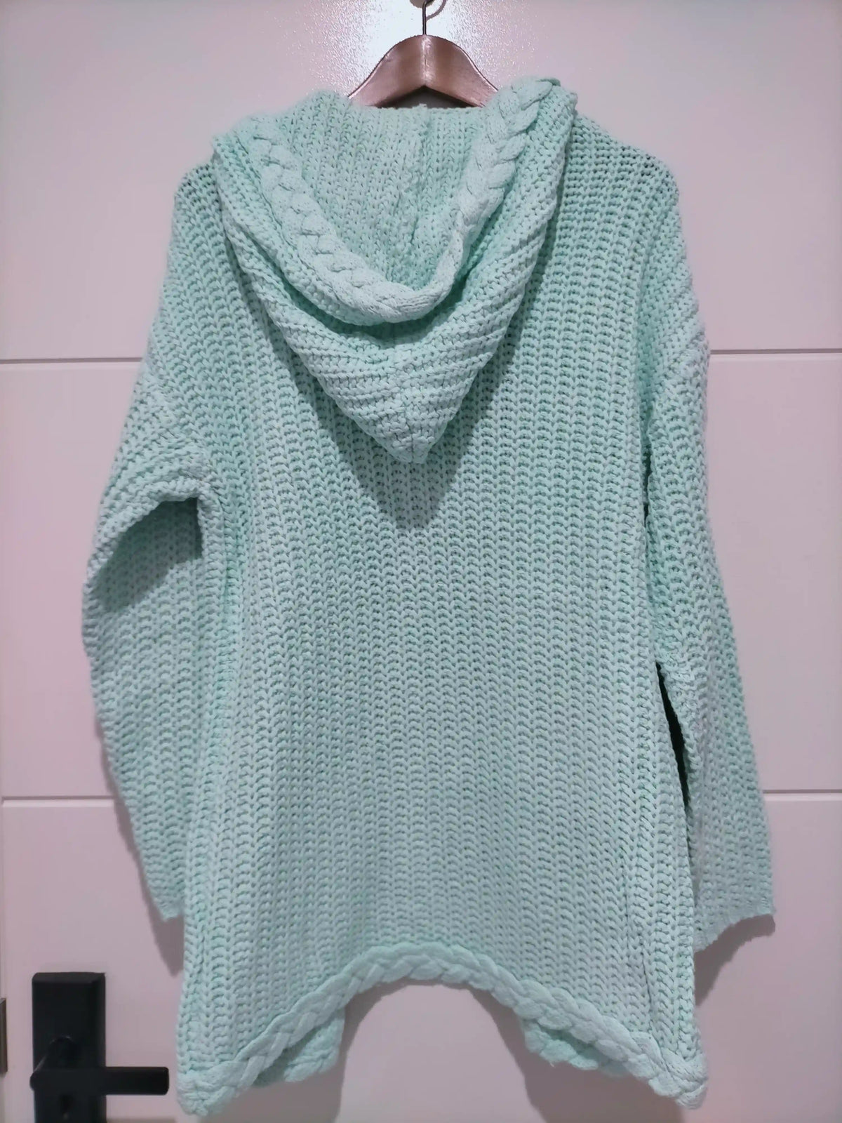 Florence Chunky Plait Pocket Knit Cardigan - Mint