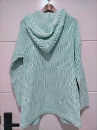 Florence Chunky Plait Pocket Knit Cardigan - Mint