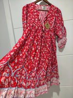 French Mini Dress Ruby Rouge Print