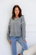 Havana Contrast Knit Jumper Grey