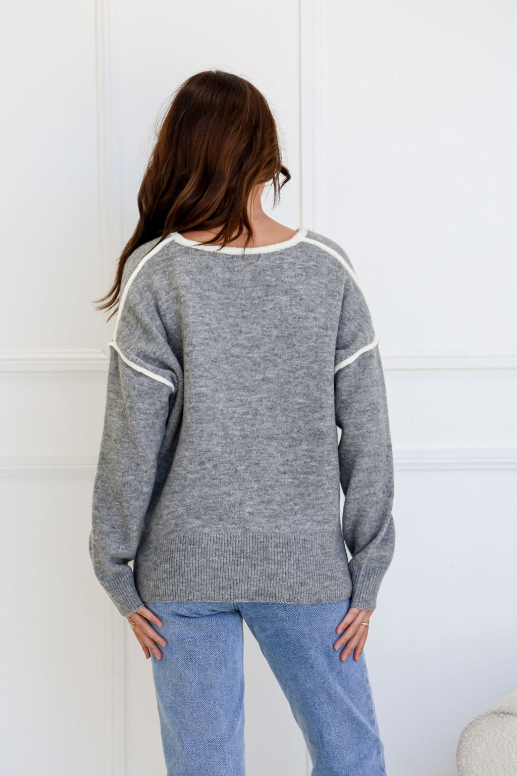 Havana Contrast Knit Jumper ~ Grey