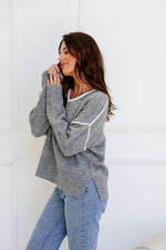 Havana Contrast Knit Jumper Grey